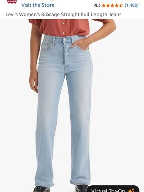 Levi's Ribcage High-Rise Straight Full Length Jeans with Stretch 29x32